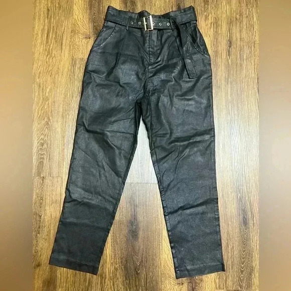 AKIRA faux leather pants high waisted elastic waist band size L (6) - Picture 2 of 10